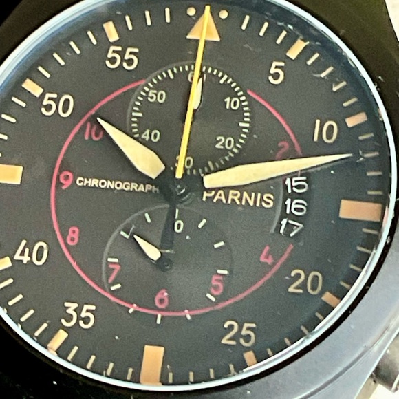 Handsome 42mm Parnis Pilots Quartz Chronograph w Date Matching NATO Strap - Picture 8 of 11
